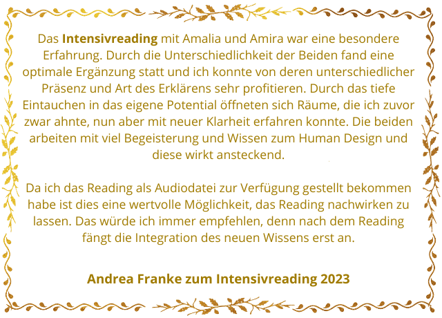 Rezension einer Teilnehmerin zum Intensiv-Reading