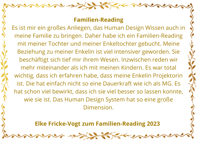 Rezension einer Teilnehmerin zum Familien-Reading