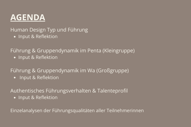 Agenda "Wer bin ich - als Führungskraft?"